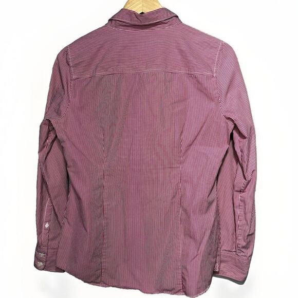 J.Crew Haberdashery Button-Up Shirt Women’s Medium Pink Striped 100% Cotton - Picture 2 of 5